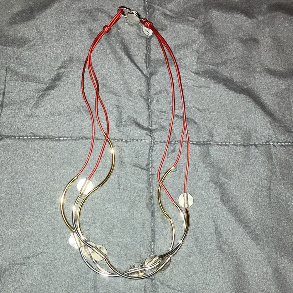 Lizzy James Red and Silver Multi-Strand Necklace